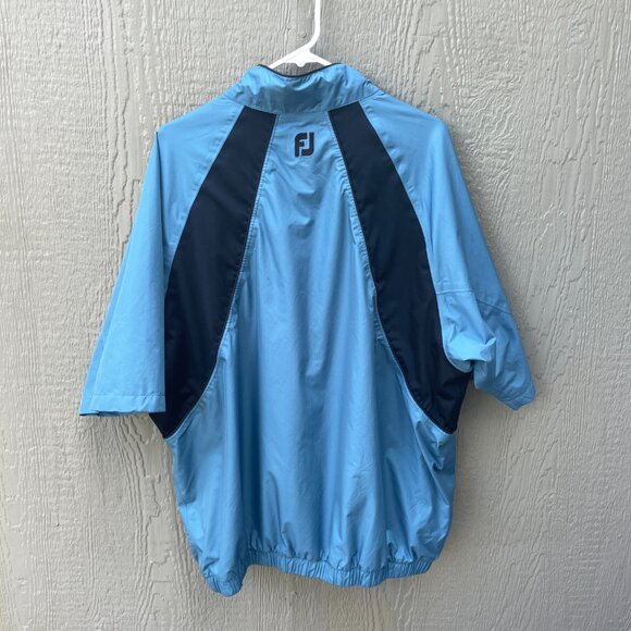 FJ Foot Joy Dryjoys Windbreaker Jacket Mens XL Short Sleeve Blue 1/2 Zip Golf - Picture 2 of 9